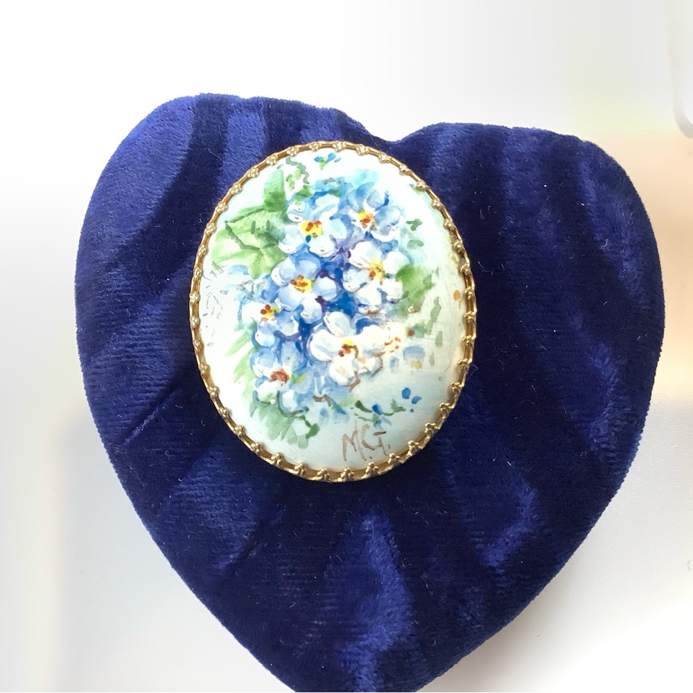 Floral Brooch with Blue and Green Accents